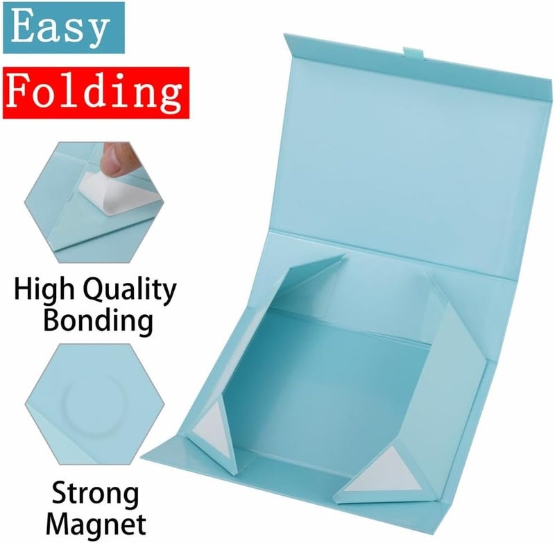 PLINJOY 5 Pcs Blue Gift Box for Presents 10.8x7.5x3.5 Inches Magnetic Gift Boxes with Lid Luxury Gift Box for Rectangle Collapsible for Bridesmaid, Wedding, Birthday Gift Packging - Image 3